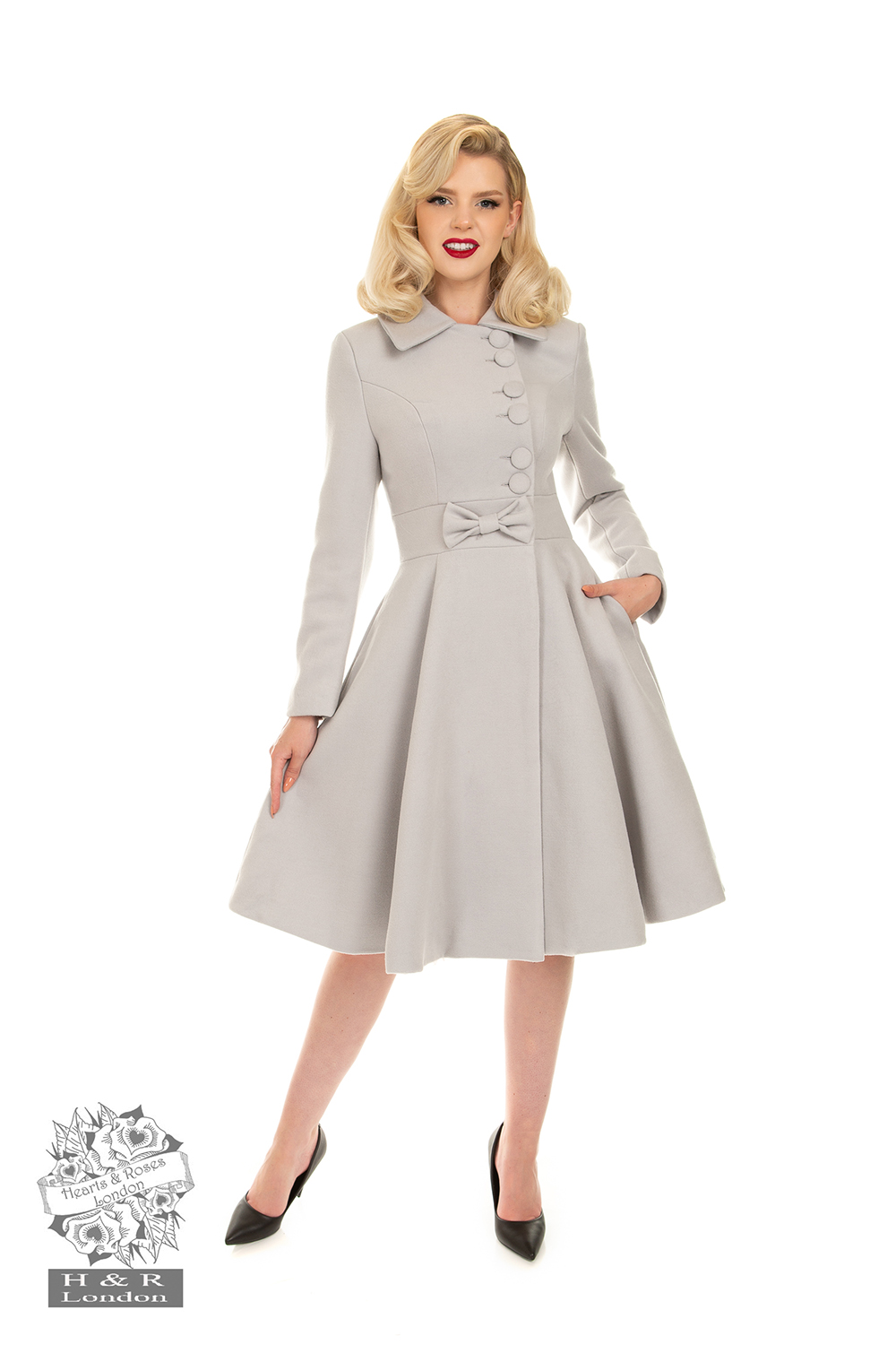 Caroline Swing Coat in Light Grey